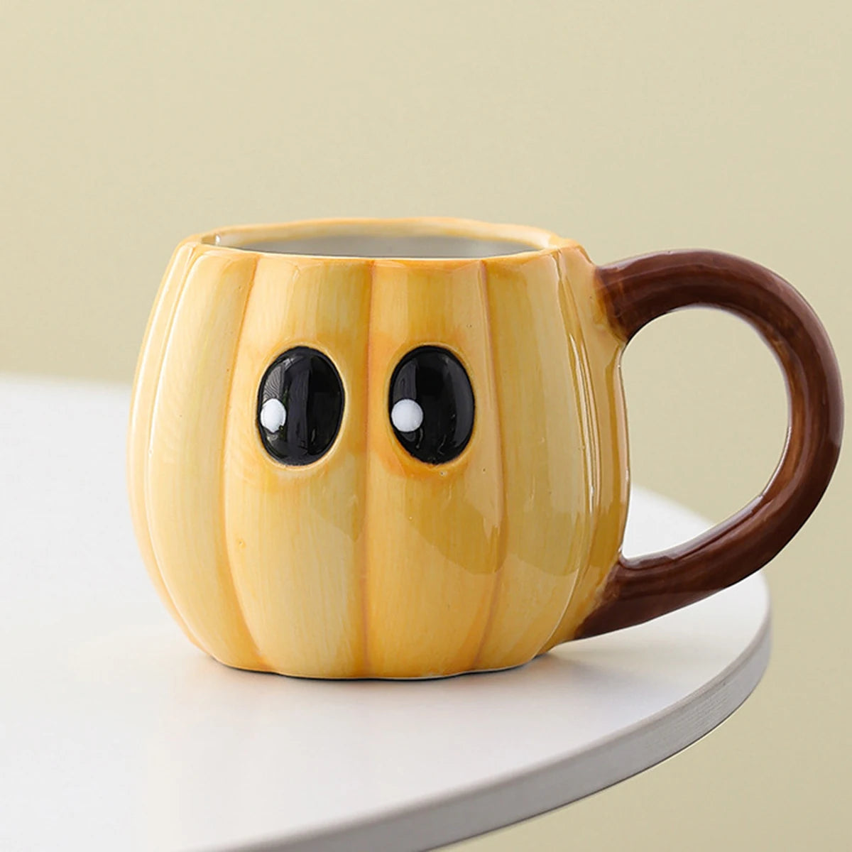 Cute Ghost Pumpkin Halloween Ceramic Mug Reusable Spooky Coffee Cup with Handle, Halloween Party Gift