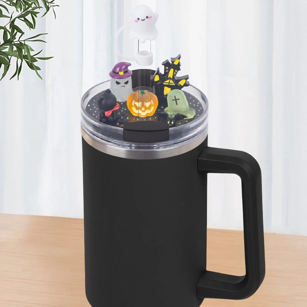 Halloween Acrylic Lid Charms with Funny Tumbler Straw Plug Replacement Cup Top Decor for Stanley 40oz Tumbler with Handle