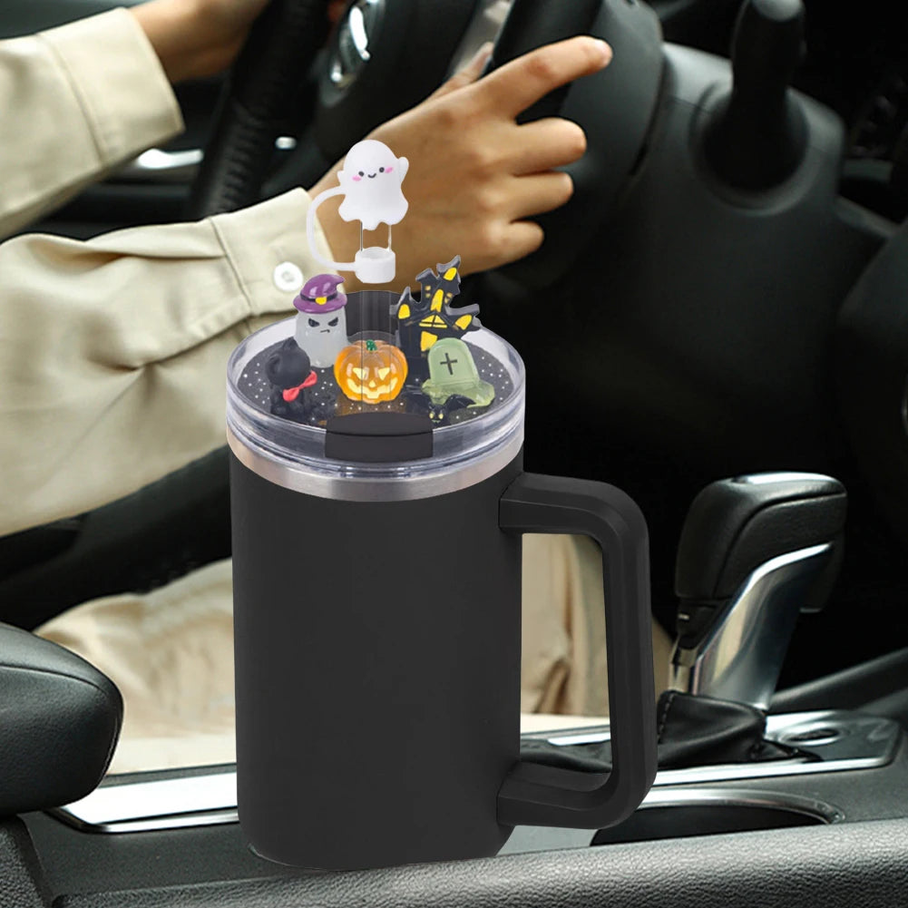 Halloween Acrylic Lid Charms with Funny Tumbler Straw Plug Replacement Cup Top Decor for Stanley 40oz Tumbler with Handle
