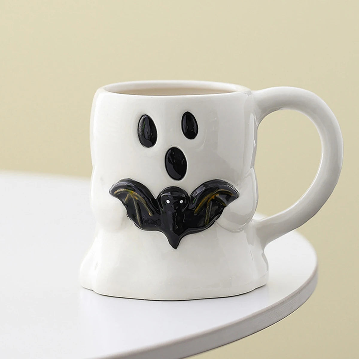 Cute Ghost Pumpkin Halloween Ceramic Mug Reusable Spooky Coffee Cup with Handle, Halloween Party Gift