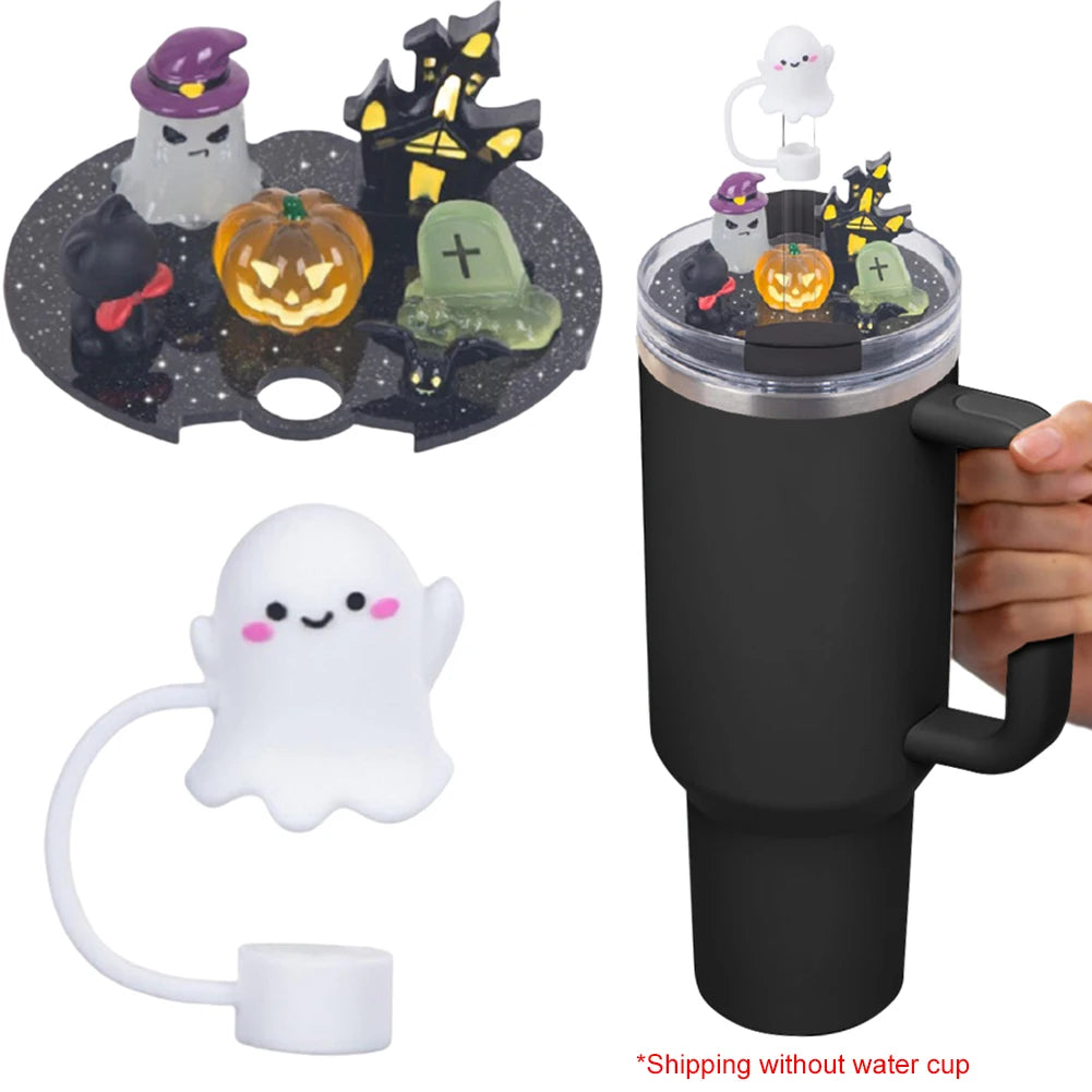 Halloween Acrylic Lid Charms with Funny Tumbler Straw Plug Replacement Cup Top Decor for Stanley 40oz Tumbler with Handle