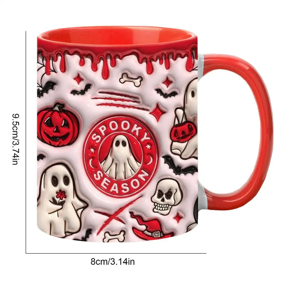1pcs SPOOKY Halloween Mug, Trick or Treat Halloween Pumpkin Cute Ghost Ceramic Coffee Mug, Coffee Lover Halloween Decor Gifts