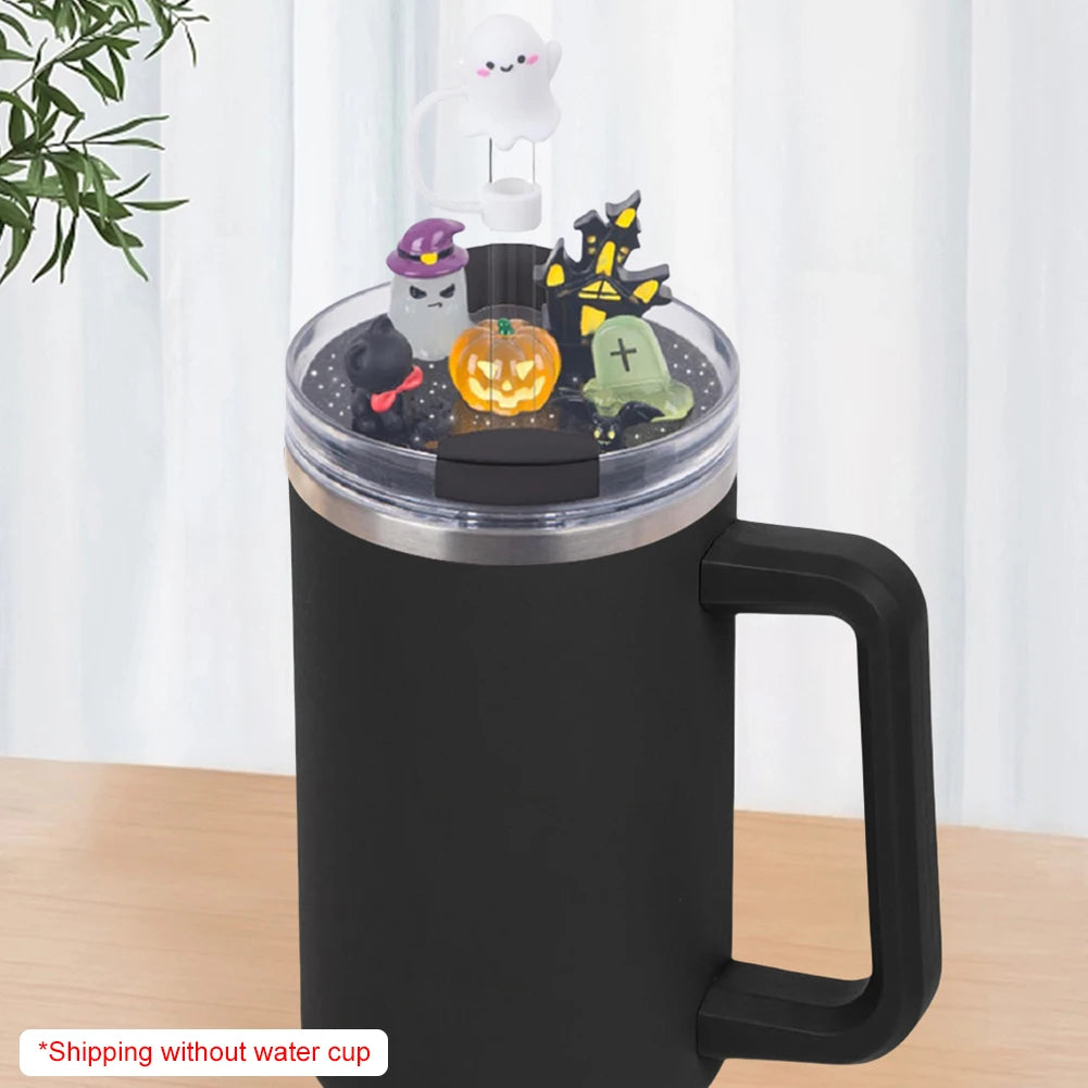 Halloween Acrylic Lid Charms with Funny Tumbler Straw Plug Replacement Cup Top Decor for Stanley 40oz Tumbler with Handle