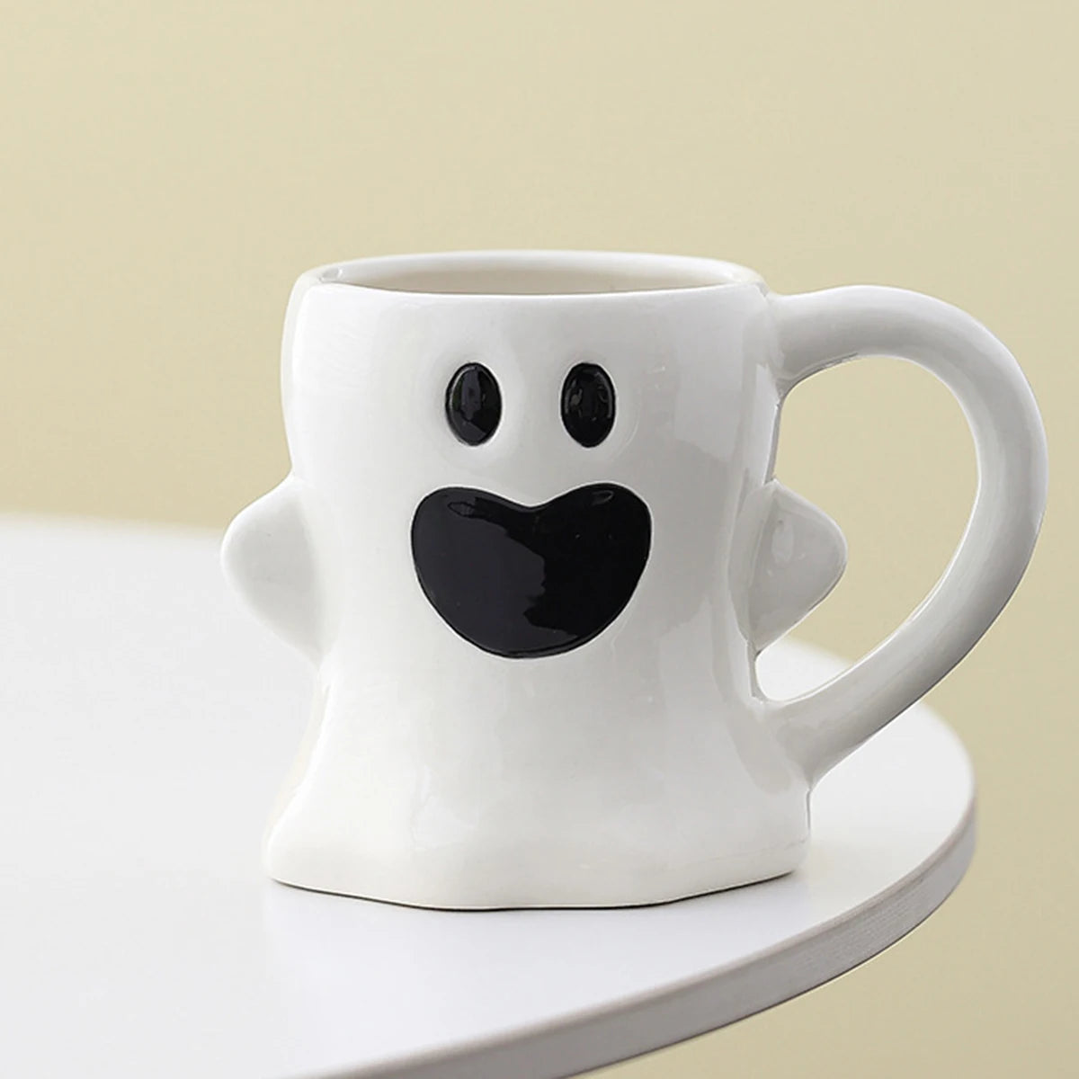 Cute Ghost Pumpkin Halloween Ceramic Mug Reusable Spooky Coffee Cup with Handle, Halloween Party Gift