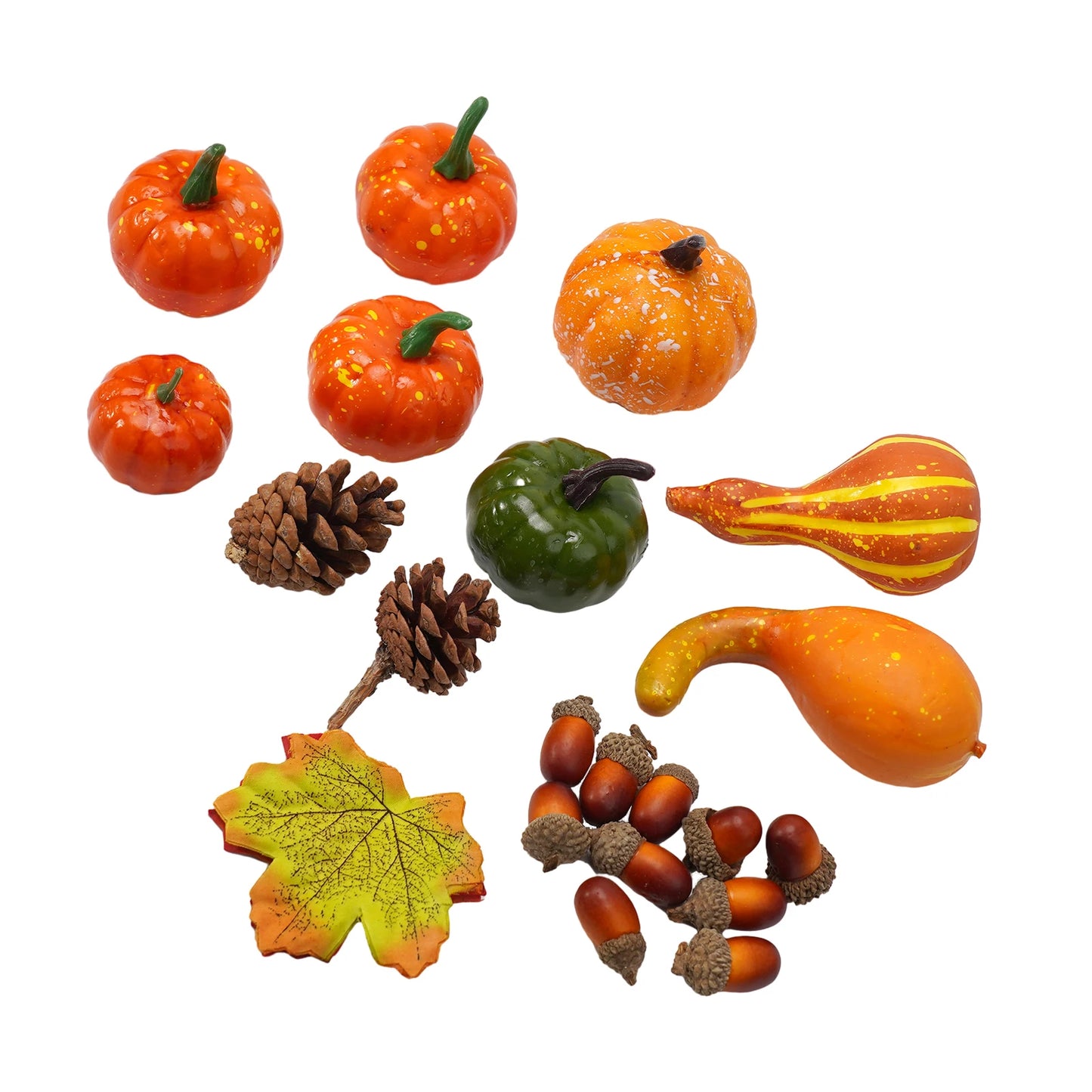50Pcs/ Set Fall Harvest Decor Props Artificial Mini Pumpkin Gourd Acorn Berries Maple Leaf Party Holiday DIY Decorations