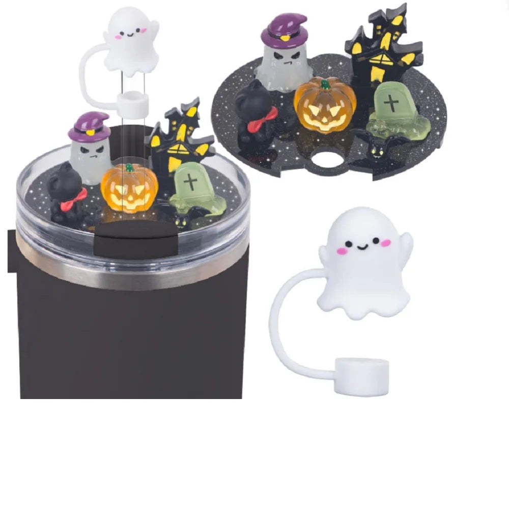 Halloween Acrylic Lid Charms with Funny Tumbler Straw Plug Replacement Cup Top Decor for Stanley 40oz Tumbler with Handle