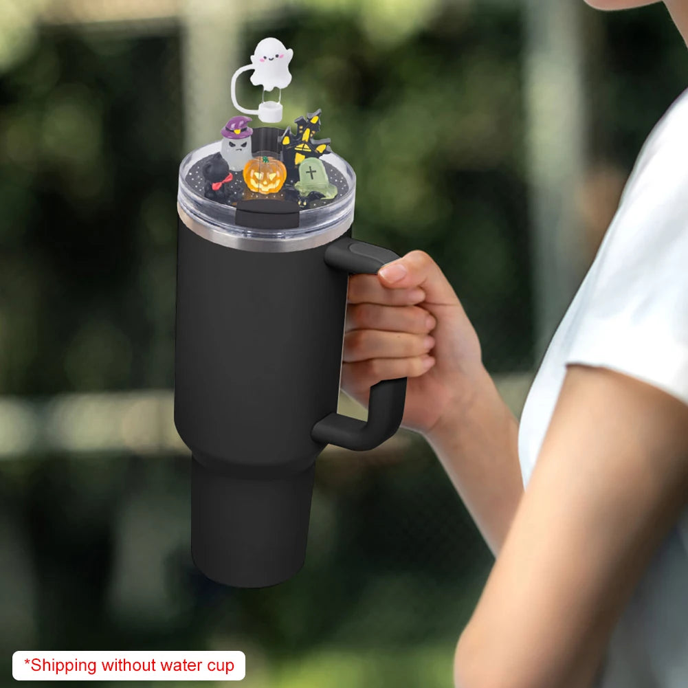 Halloween Acrylic Lid Charms with Funny Tumbler Straw Plug Replacement Cup Top Decor for Stanley 40oz Tumbler with Handle