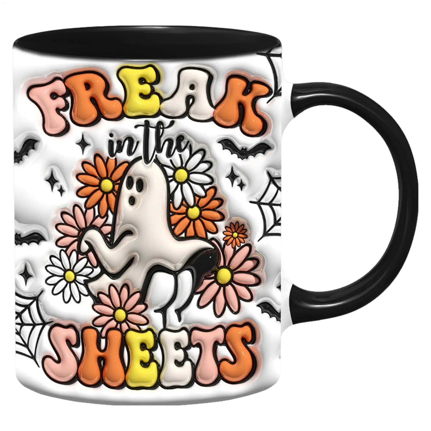 1pcs SPOOKY Halloween Mug, Trick or Treat Halloween Pumpkin Cute Ghost Ceramic Coffee Mug, Coffee Lover Halloween Decor Gifts
