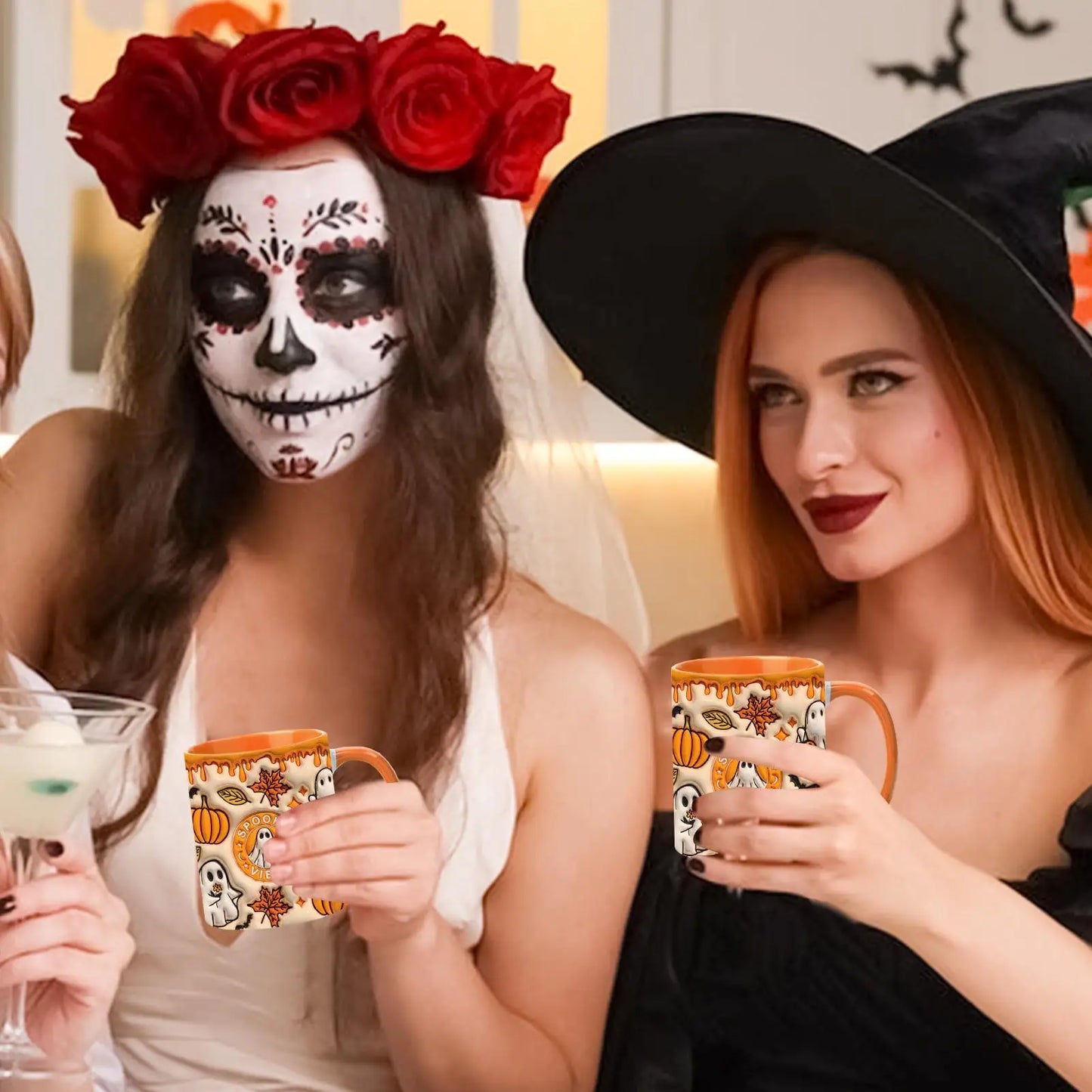 1pcs SPOOKY Halloween Mug, Trick or Treat Halloween Pumpkin Cute Ghost Ceramic Coffee Mug, Coffee Lover Halloween Decor Gifts